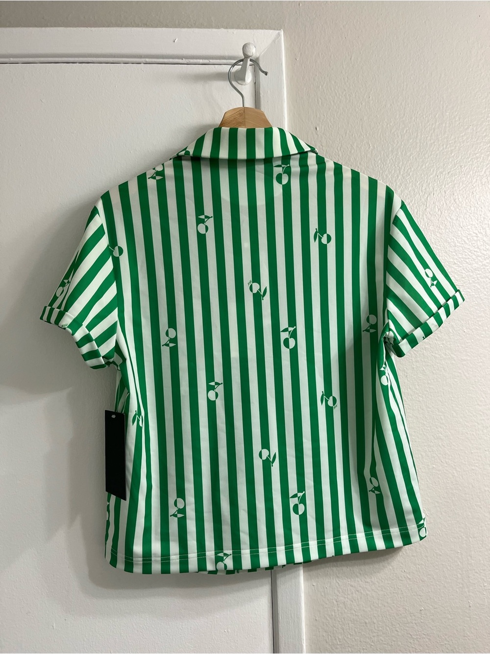 Green & White Striped Short-Sleeve Button-Down Shirt by Boden - Picture 3 of 4
